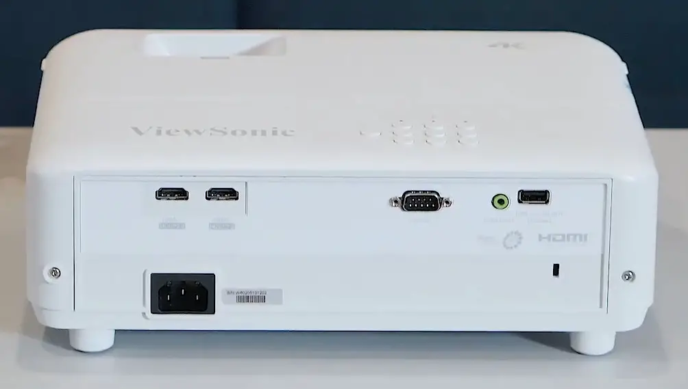 Connection ports of ViewSonic PX701-4K