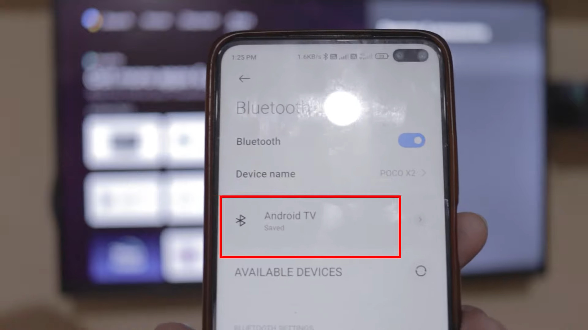 How to enable the Bluetooth setting on an Android TV.